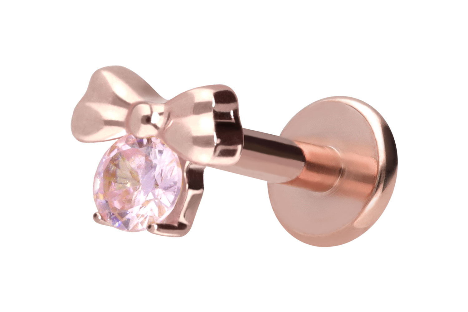 Titan Labret Piercing mit Innengewinde SCHLEIFE + KRISTALL